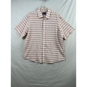 Charleston Threads Button Down Shirt Mens XXL Multicolor Striped Linen Cotton